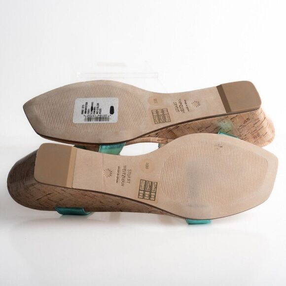 Stuart Weitzman Womens Aleena Wedge Sandals Capri Metallic Blue US 10 EU 41 New - Picture 8 of 8